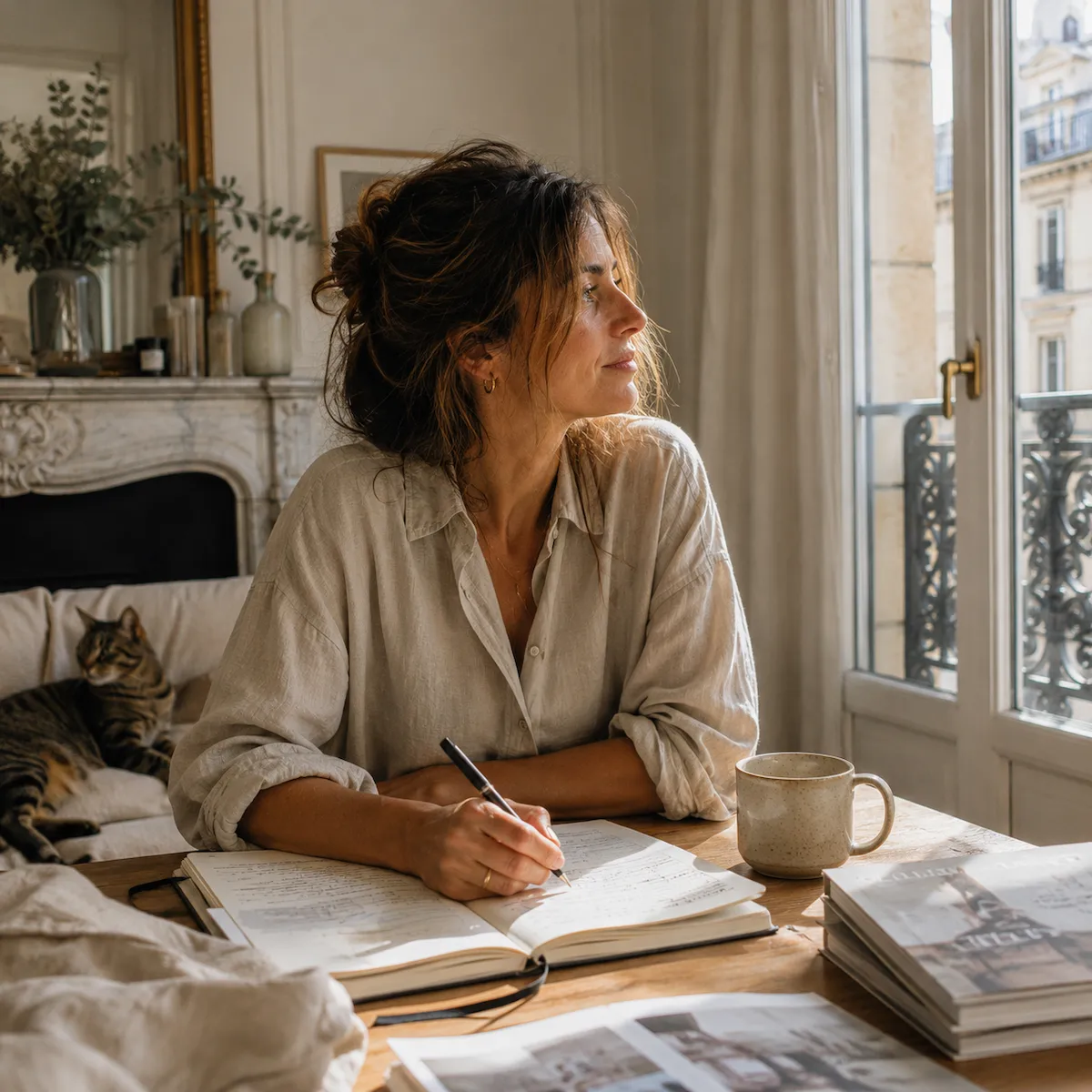 Inès, fondatrice de Nooktails, chez elle à Paris