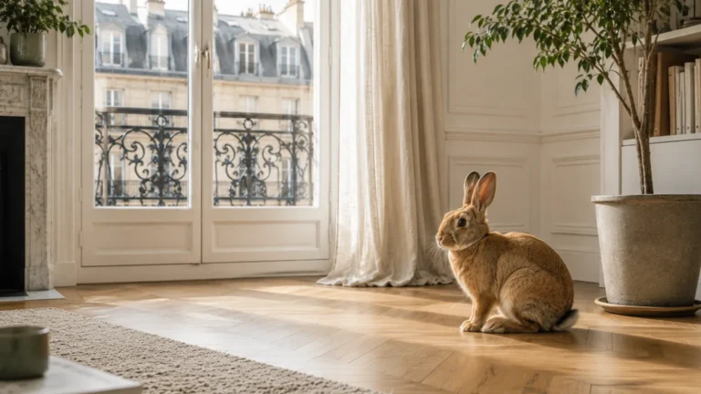 Lapin roux dans un appartement parisien lumineux