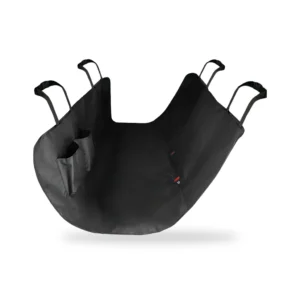 Housse noire de banquette arrière pour chien, avec poches latérales et sangles à boucles rouges