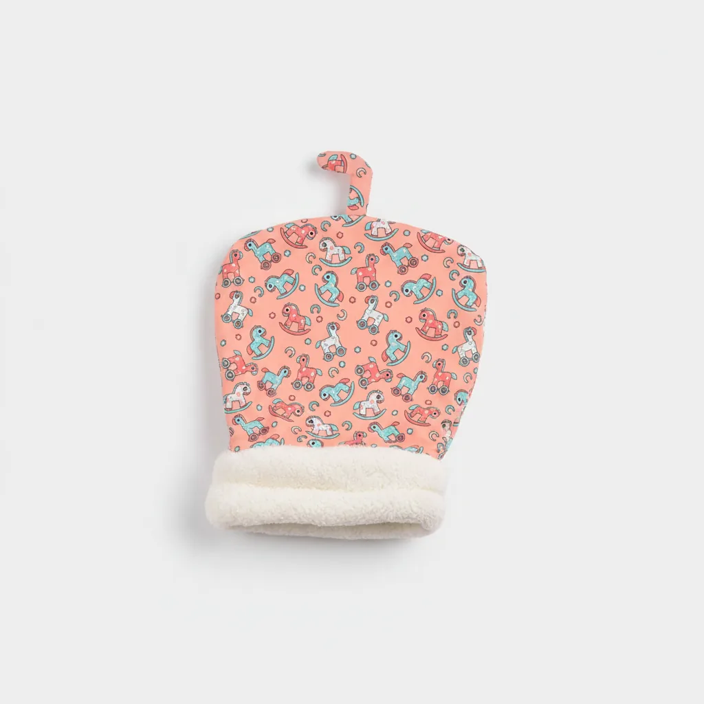 Sac de couchage pour chat rose à motif de chevaux à bascule, doublure sherpa crème