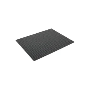 Tapis adhésif à fines côtes noir charbon, vue de trois quarts sur fond blanc